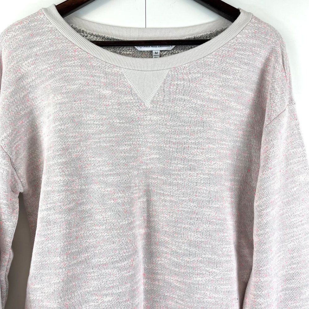 Cupcakes and Cashmere Pink/Gray/Blue Teo Space Dyes Knit Sweatshirt Size Medium - Picture 2 of 8